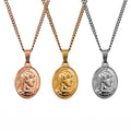 Trending Centurion Pendant Necklace 316L Stainless Steel Oval Religious Medal Mens Gold Roman Centurion Pendant Curb Chain