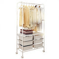 OEM&ODM Removable Japanese-style White Metal Coat Rack with Storage Box Shoe Rack/hanger/hook Chrome Clothes Display Rack