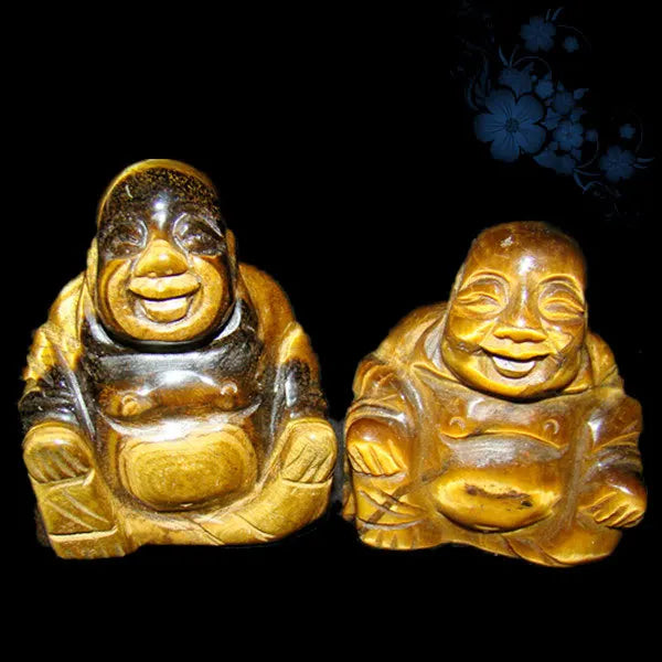 Hongzhuo Natural Crystal Quartz Healing Carvings: Tiger Eye Healing Buddha Carving for Wedding Crafts