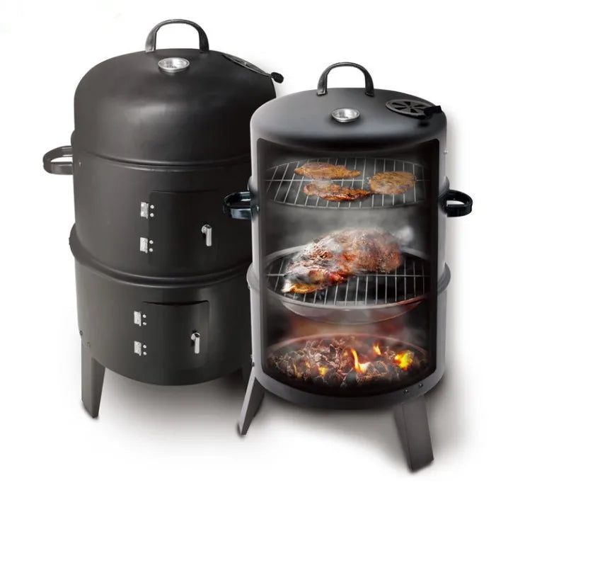 Factory Bbq Smoker Outlet 3 in 1 Use Outdoor BBQ Grills Smoker Charcoal Barbecue Grill With Thermometer