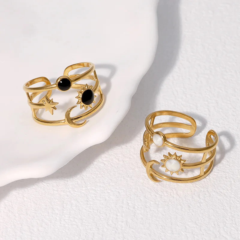 BM Eco-friendly Women Jewelry Hollow Multi-layered Sun Star Moon Rings