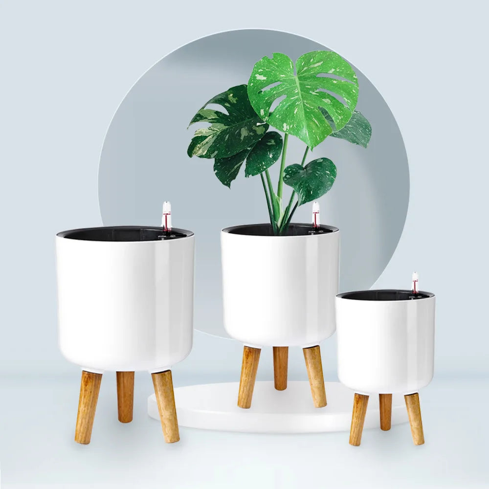 I780 Plastic Flower Pot Large Thickened White Self Absorbing Pot Wholesale Planter Box Round Shape