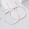 Minimalist Geometric Shape Statement Adjustable Rose Gold Plated Chain 925 Sterling Silver Bracelets Fashion Jewelry for Women