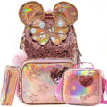 Dropshipping Backpack for Girls Kids Schoolbag Set with Lunch Bag  for Elementary Students Travel Sequin Primary School Backpack