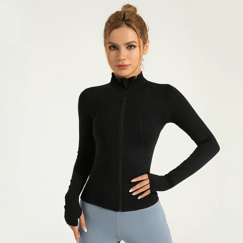 Wholesale P612 Women's Long-Sleeved Sports Coat Fitness Suit Casual Zipper Closure Versatile for Workout or Sports Jacket