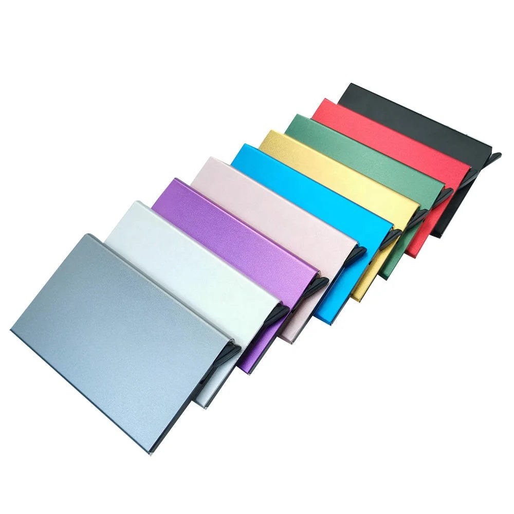 Men's New Design RFID Blocking Wallet with Pop-up Business Credit Card Holder Aluminum Material