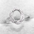 Sterling Silver 6*8/7*9/8*10mm Semi Mount Ring Frame Empty Blank S925 Setting Base Holder Without Center Stone for DIY Inlay