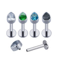 New Tiny Teardrop CZ Internally Threaded Water Drop Jewelry Lip Stud Labret Piercing Titanium