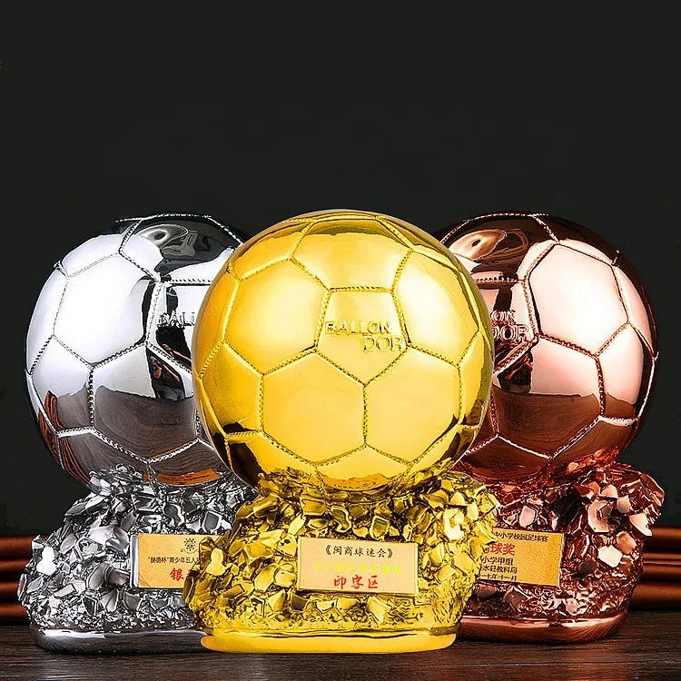 2025 Manufacturer Custom Electroplatel Gold Trophy Soccer Football Sports Resin Trophies