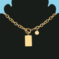Stainless Steel Gold Color Hip Hop Square Necklace for Women Men Fashion Trend Girl Jewelry Gift
