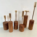 European-style Candlestick 6-piece Set Wood Color Metal Candle Holder Wedding Props Home Decoration