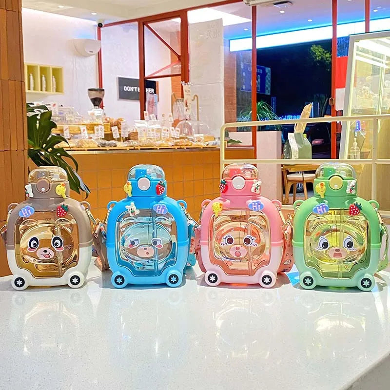 Wholesale Cartoon Water Bottle With Straw Drinking  Bear Baby  Kawaii Water Bottles for Kids School  Custom Logo