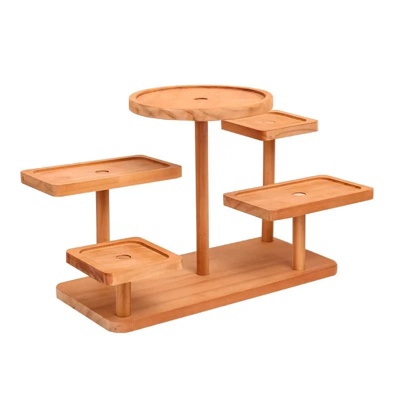 Tailai 5-Tier Wood Shelf Stand Polished Indoor/Outdoor Flower Pot Display Rack for Living Room Balcony Corner Space