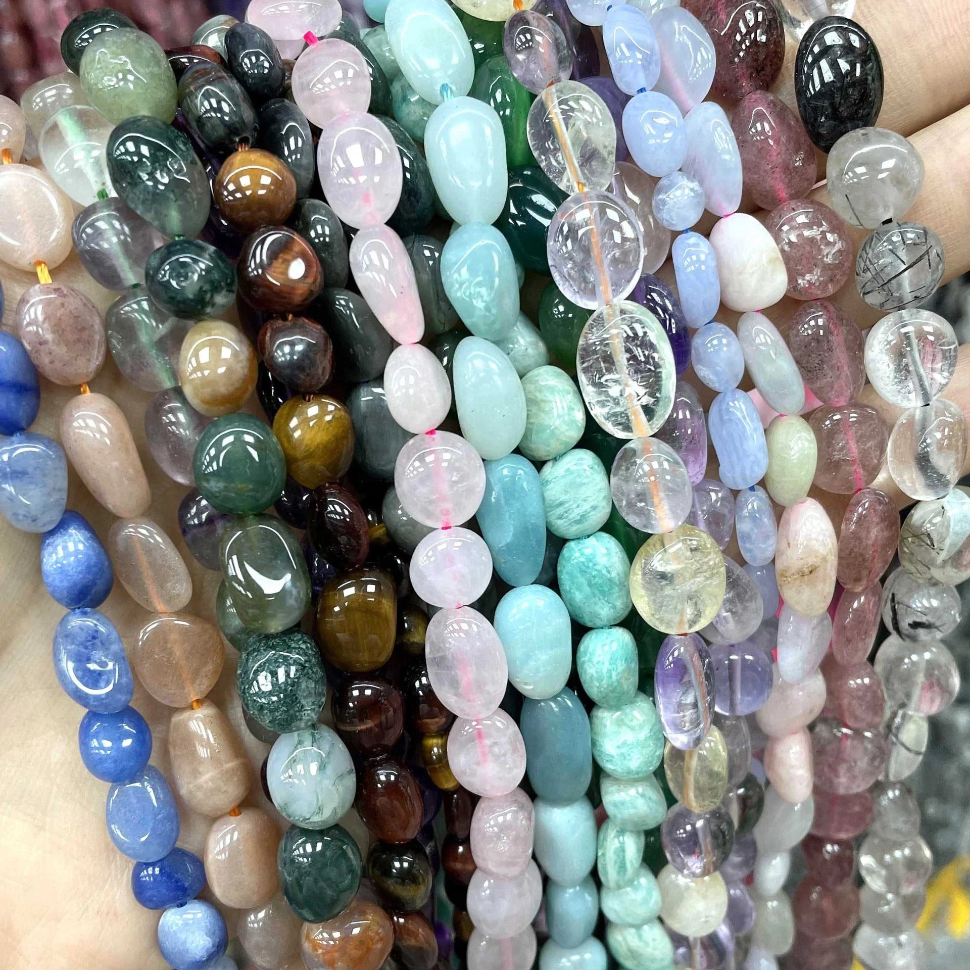 8-10mm Natural Stone Crystal Irregular Shaped Agate Beads for Jewelry Making Amethyst Rose Quartz Tourmaline Loose Stone Beads