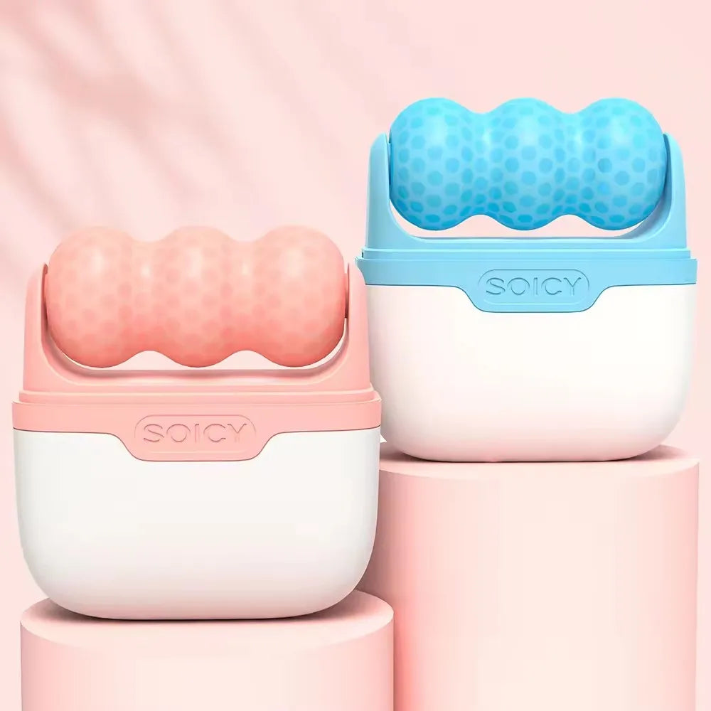 SOICY S30 Skin Cooling Derma Roller W+V Shaped Ice Roller Face and Body Massage Roller