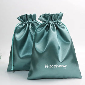 2025 Packaging Pouch Drawstring Soft Satin Hair Bag Silk Drawstring Bag for Gift Satin Bags for Wigs Packaging