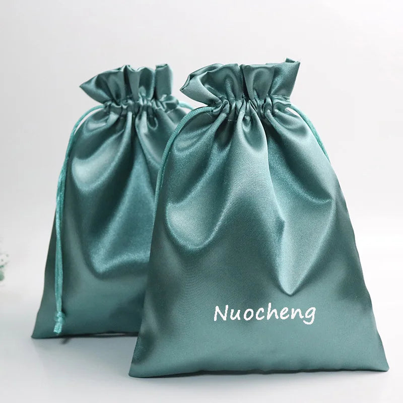 2025 Packaging Pouch Drawstring Soft Satin Hair Bag Silk Drawstring Bag for Gift Satin Bags for Wigs Packaging