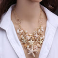 Vacation Style Ocean Series Shell Starfish Choker Necklace Bohemian Pearl Girl Women's Leisure Beach Party Exaggerated Necklace