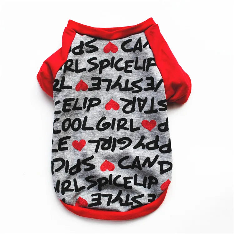Grey Letter Pattern Comfortable Polo T-shirt with Pet Dog Clothes Spring Summer