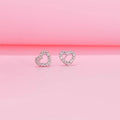Fashion 925 Sterling Silver Women Simple Diamond Heart Shape Stud Earrings