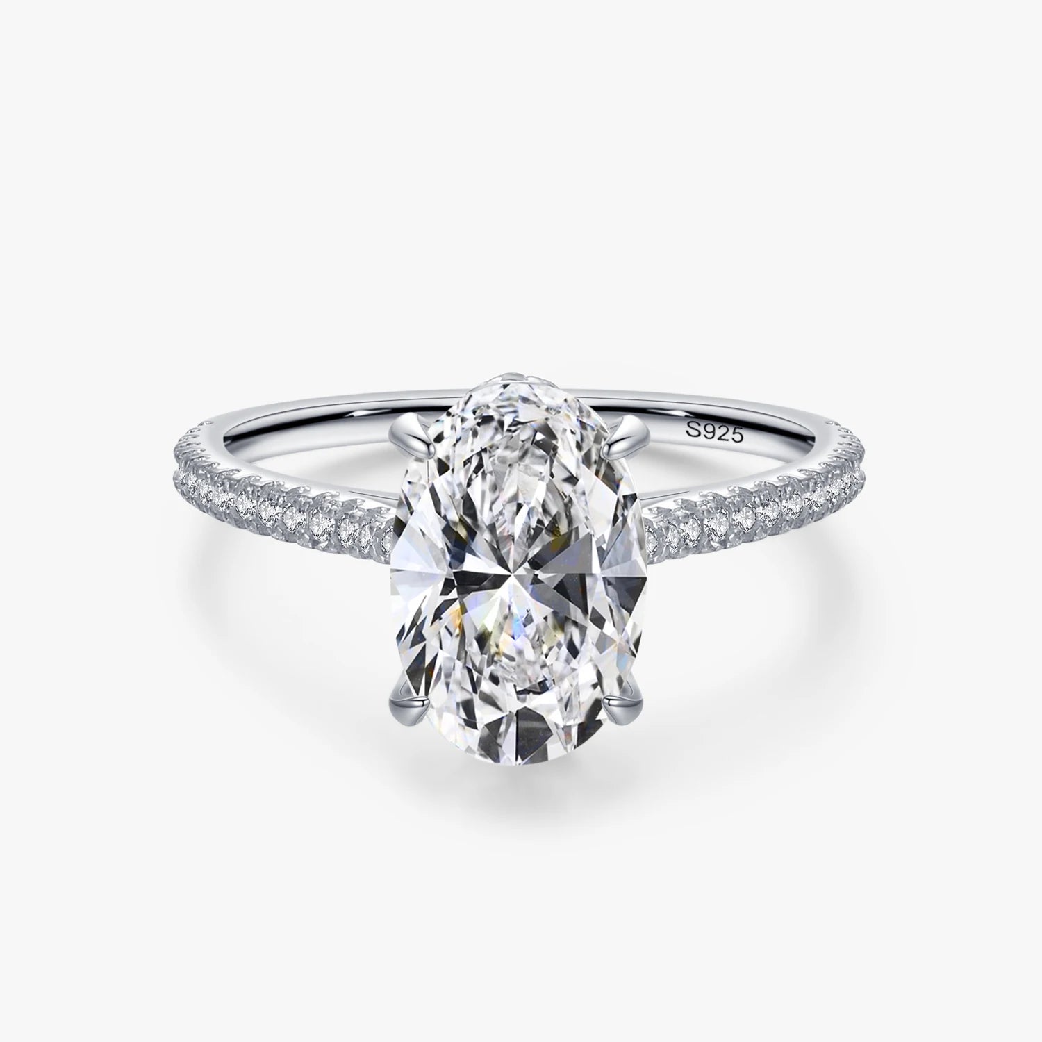 Ailmay Genuine 925 Sterling Silver Fashion Generous Oval Cut Sparkling CZ Rings for Women Wedding Engagement Jewelry Gif