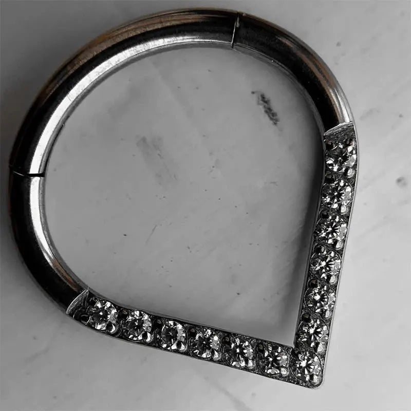 G23 F136 Titanium 16G Hinge 8-10mm Implant Grade Nose Ring Hinged Spring Ring for Children's Jewelry Orthodox Wedding Opal
