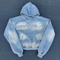 Custom Applique Hoodie 100% Cotton Sun Faded Oversized Pullover Acid Wash Cropped Boxy Fit Printing Logo Rhinestones Hoodies Men