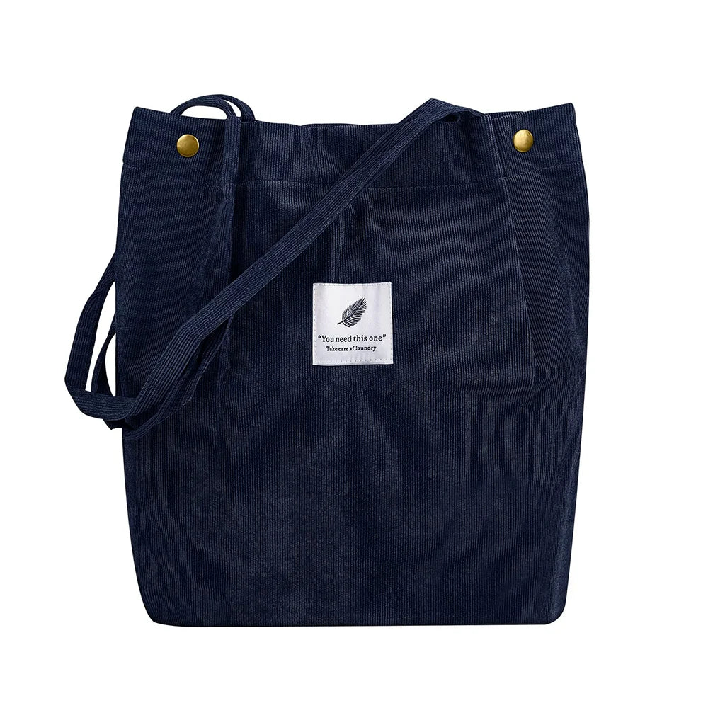 Wholesale Corduroy Bag Tote Fashion Corduroy Shoulder Shopping Bag Reusable Custom Women Girl Corduroy Bag