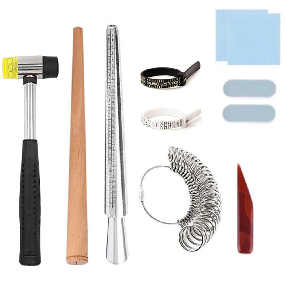 11pcs Metal Ring Sticker Finger Measuring Sizer Set Jewelry Polishing Tool Kit Essential Tools for Jewelry Creation Maintenance