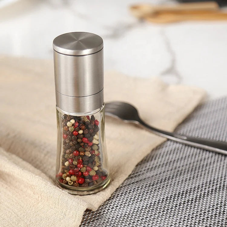 70ml Adjustable Ceramic Core Salt and Pepper Grinder with Glass Jars Salt and Pepper Grinder Stainless Steel Spice Mill