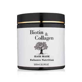Organic Biotin Collagen Hair Mask Treatment Nourishing Cream Formula with Charcoal and Seaweed for Dry Hair and Anti-Hair Loss