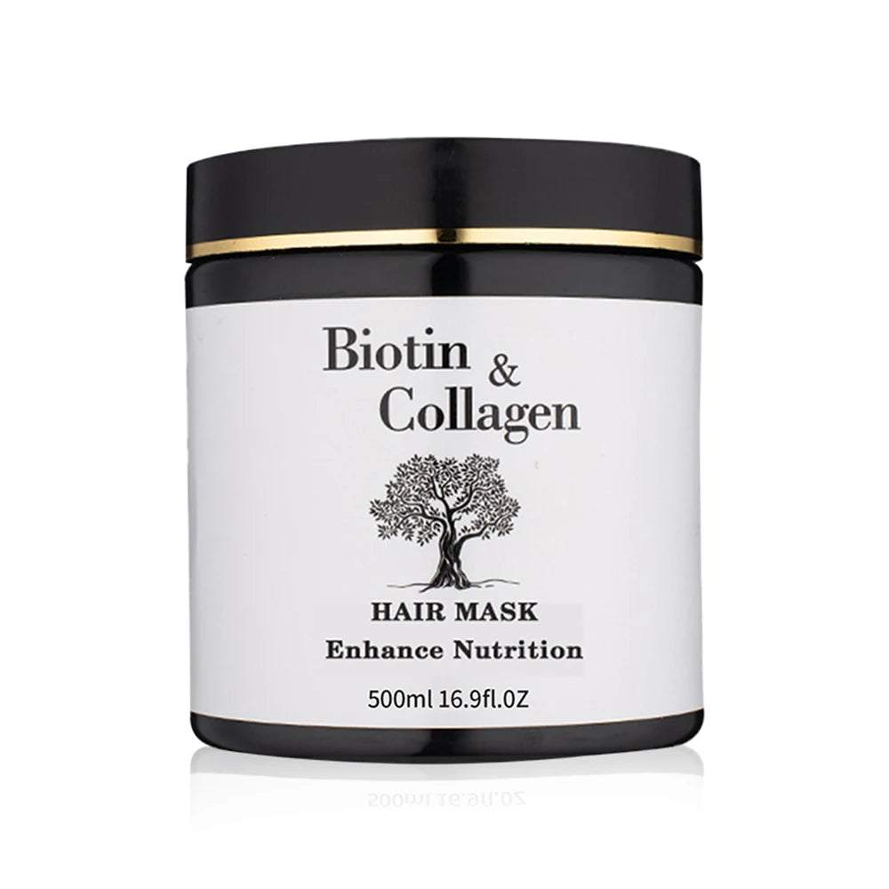 Organic Biotin Collagen Hair Mask Treatment Nourishing Cream Formula with Charcoal and Seaweed for Dry Hair and Anti-Hair Loss