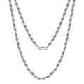 RINNTIN SC29-3.3 Hip Hop Fine Jewelry Pure 925 Sterling Silver 3.3mm Diamond-Cut Rope Chain Necklace for Men