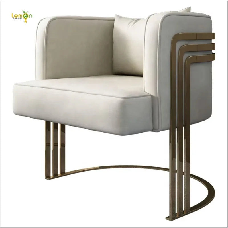 Luxury Golden Stainless Steel Frame Reception Chair Hotel Lobby Chair Conference Room Negotiate Chair