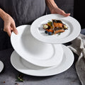Flat White Porcelain Cake Plate Pure White Ceramic Round Flat Plate Western Steak Modern Restaurant Plates