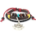 Wholesale Vintage Genuine Leather Charm Rudder Pendant Bracelets Fashion Jewelry for Men and Women