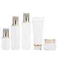 50g 30ml 100ml 120ml Thicken Glass Matte White Cosmetic Glass Bottle and Jar Matte White Glass Gold Cap Cosmetic Set