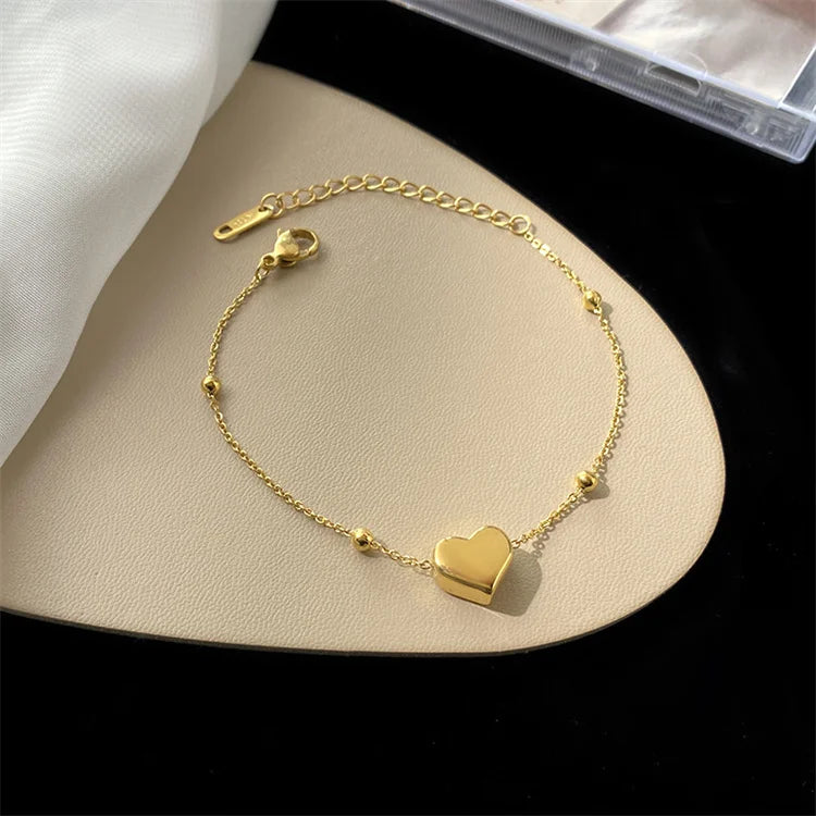 Wholesale Trendy Stainless Steel Charm Cuff Bracelet Personalized Statement Love Peach Pendant Bracelet