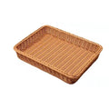 Customized Hot Selling Hand Woven PP Poly Wicker Plastic Rattan Basket Food Bread Rectangle Storage Basket