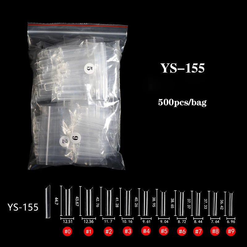 Super Long C Curve XXXL French Half Cover Nail Tips 500pcs/Box ABS Material Square Straight Design for Fingers Wholesale