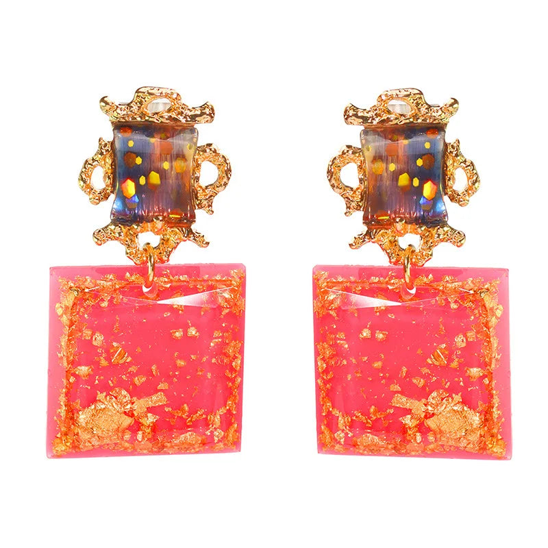 Trendy Jewelry Irregular Geometric Acrylic Earrings Statement Square Big Dangle Earrings for Women