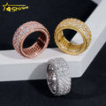 Pass Diamond Tester Hip Hop Jewelry 925 Silver 3 Row Stones Fully Iced Eternity VVS Diamond Moissanite Iced Out Band Ring