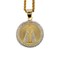 Men Women Metal CZ Charm Shell Crystal Virgin Mary Necklace Pendant Big Virgin Mary Necklace Gold Plated