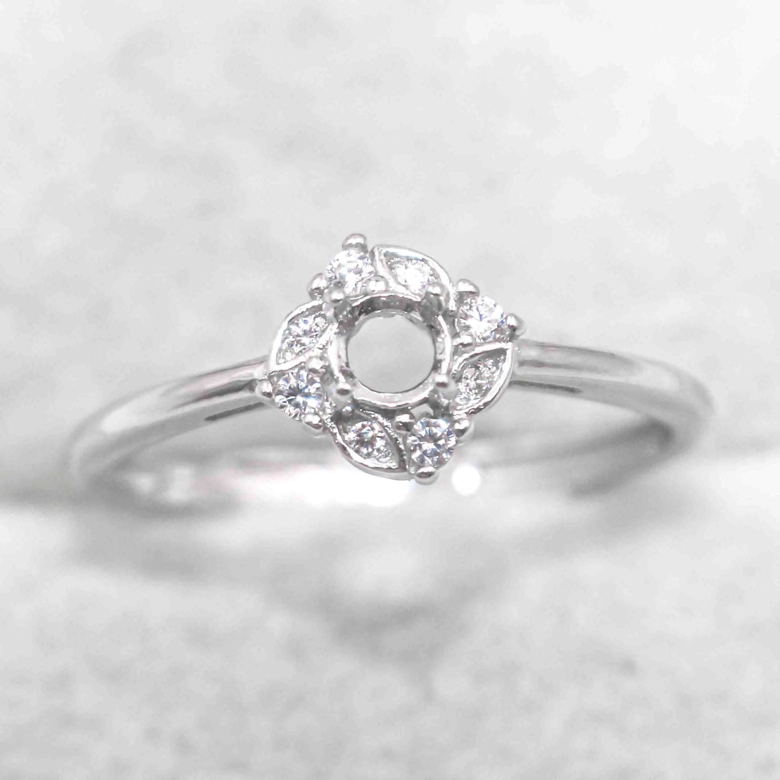 Sterling Silver 3.5mm Semi Mount Ring Empty Frame Blank Support Claw Setting S925 Base Holder Without Center Stone for DIY Inlay