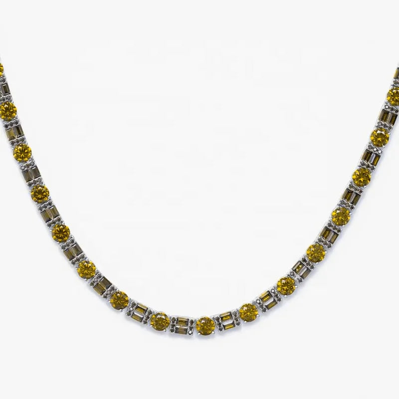Pass Diamond Tester Hip Hop D Color Moissanite Mix Colorful Multi Gemstone Tennis Chain With 925 Sterling Silver GRA Women Men