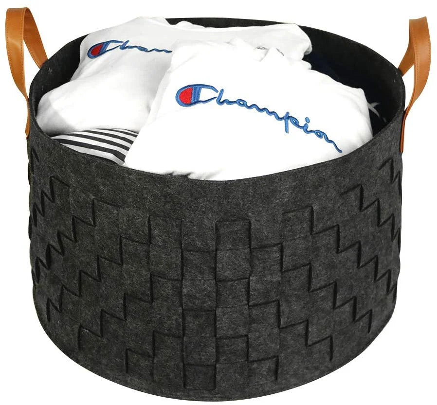 Factory Price Custom Cheap Laundry Storage Felt Storage Basket With Handles