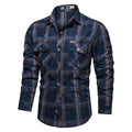 Custom Men's  Cotton Thick Autumn Winter Button Down Long Sleeved Shirt Men Flannel Plaid Shirt