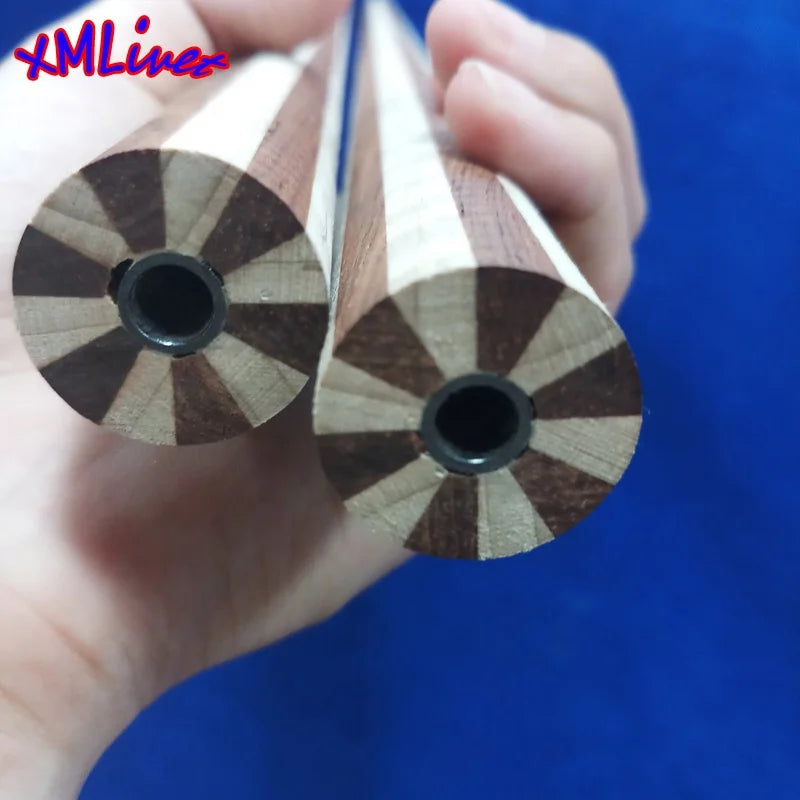 Xmlivet Half-finished 12 Pieces Tiger Maple and Cocobolo Wood Laminated Technology Shaft Pool Billiards Carom Cue Shafts
