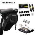 RIDERACE Bicycle Multifunctional Tire Repair Toolkit Portable Hand Air Pump Tire Lever Bike Inner Tire Patches Seat Rear Bag