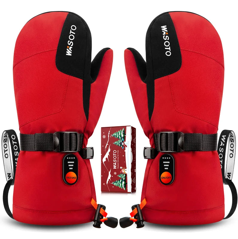 Kids Winter Waterproof Heated Gloves Mittens with Electric Battery for Skiing and Cycling Warmer Hand Cover for Children